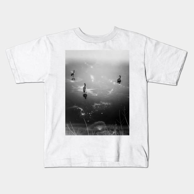 Ducks on a frozen lake Kids T-Shirt by Mabocoh